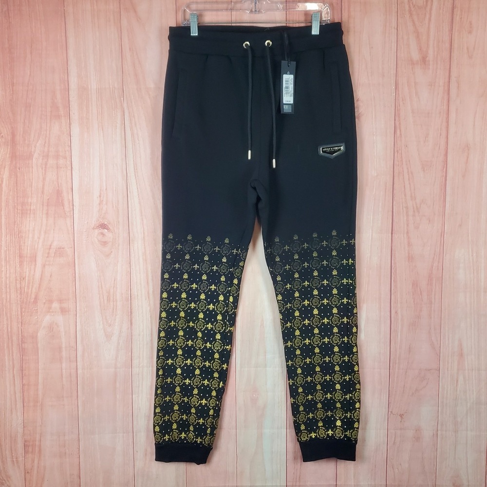 Supply & Demand Jogger Pants Mens Size XL Black Monogram Stretch Lined